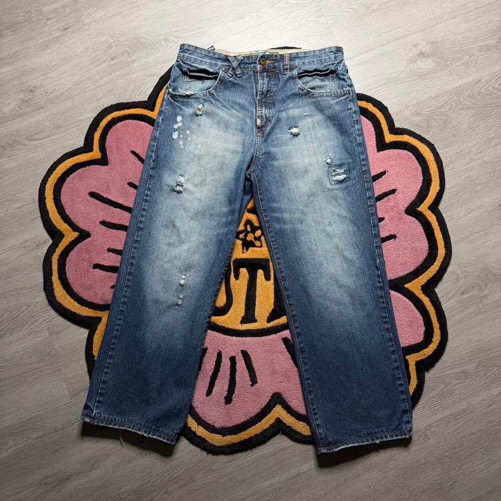 Vintage Y2K LRG Lifted Research Group Stone Wash Straight Leg Denim Jeans